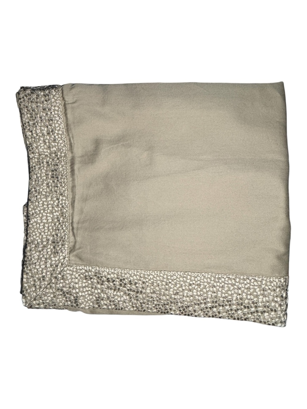 HOTEL COLLECTION KING Duvet Set Beige/Greige Textured Embroidered Trim